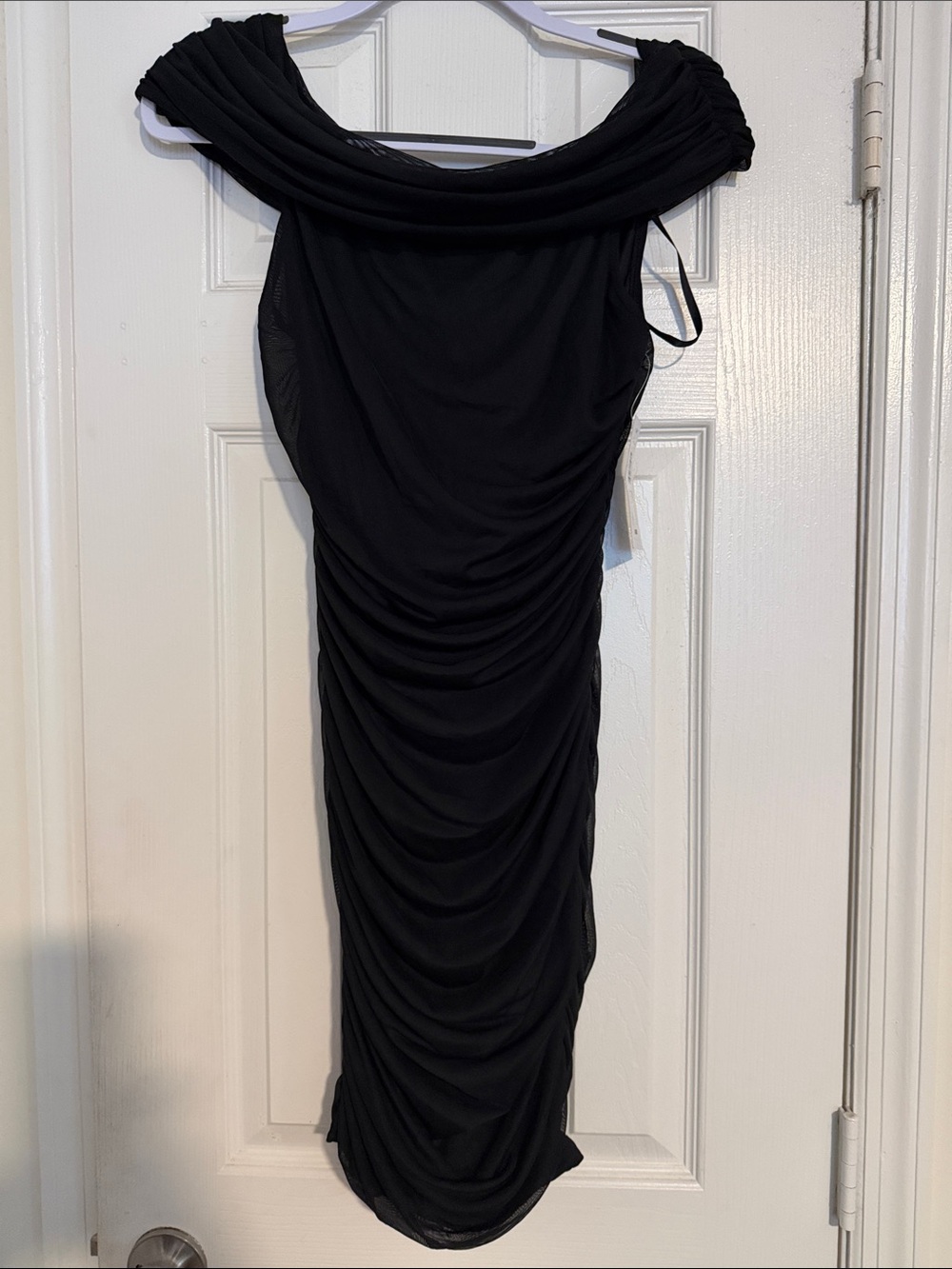 Black One-Shoulder Ruched Evening Dress